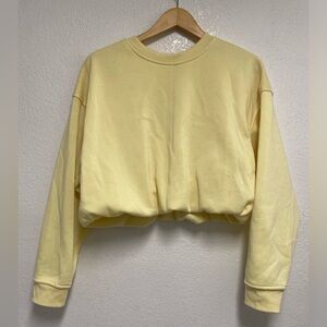 Yellow Cropped Oversized Sweatshirt
